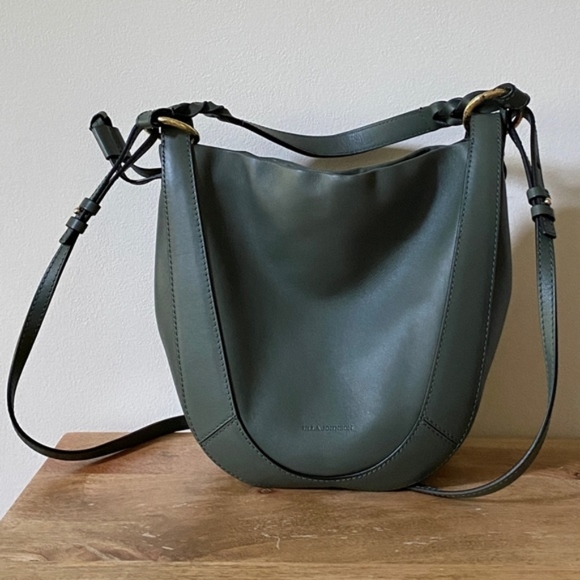 Ulla Johnson Hilma Top-Handle Leather Bucket Bag in Atlantic - Picture 2 of 6